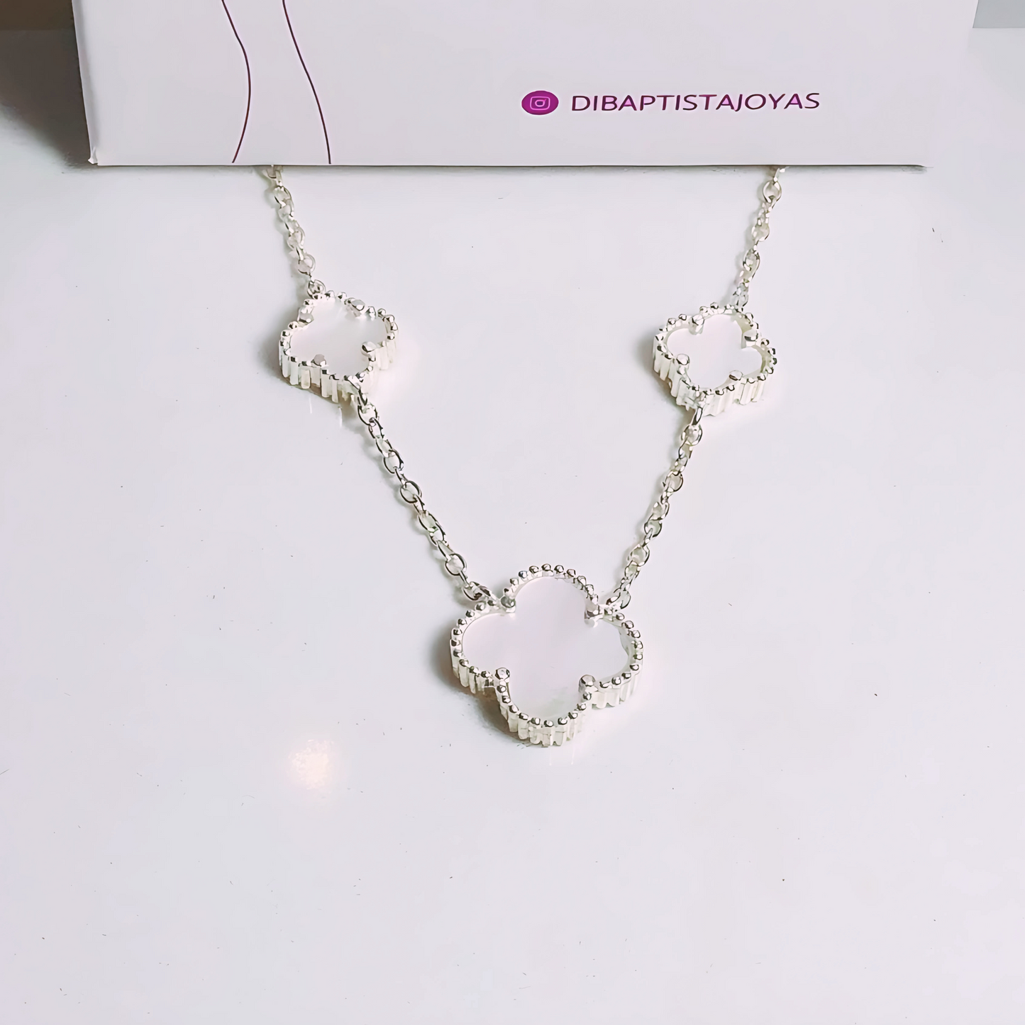 Collar Trébol Van C Blanco - Plata 925