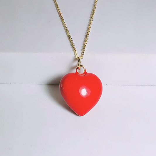 Cadena Corazón Rojo - Baño de Oro 18k