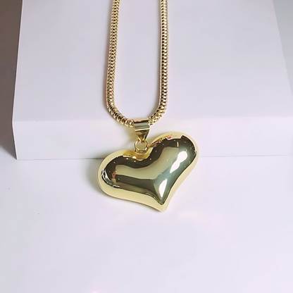 Cadena Corazón Grande - Baño de Oro 18k