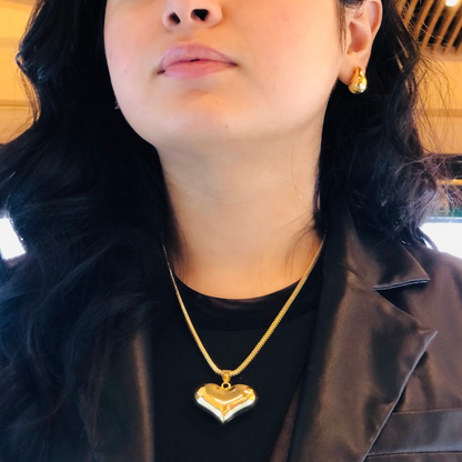 Cadena Corazón Grande - Baño de Oro 18k