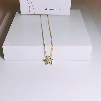 Cadena Estrellita Brillante - Baño de Oro 18k