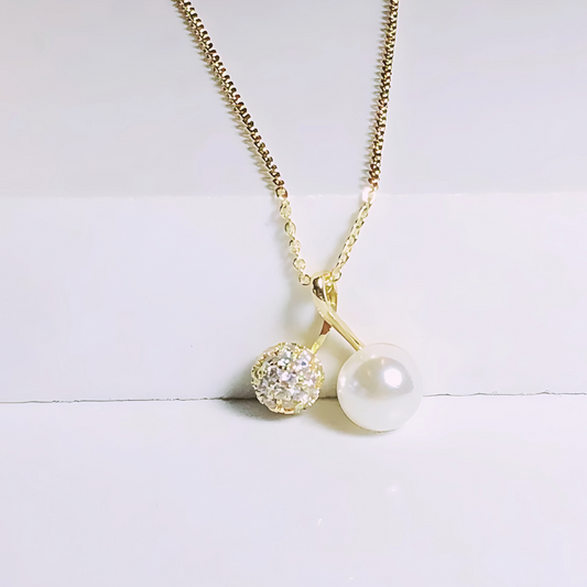Cadena Cereza Perla - Baño de Oro 18k